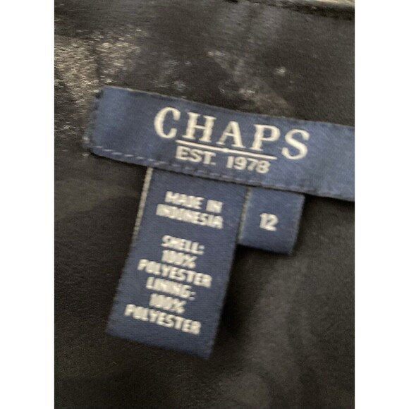 Chaps Floral Midi Skirt Black White Ruffle 12 Women’s - Picture 4 of 7